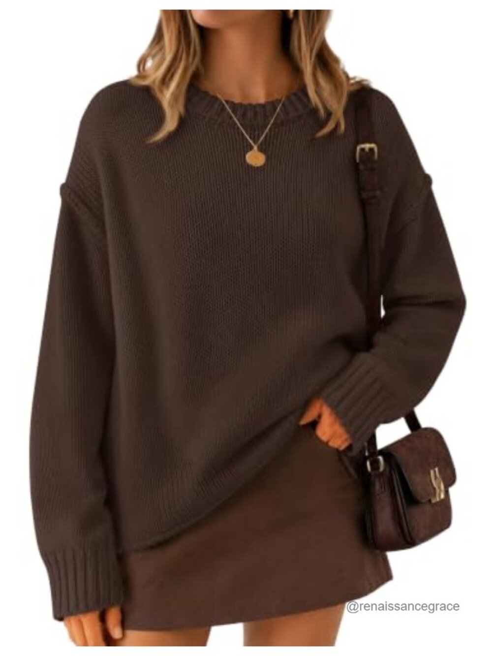 Oversized Chunky Crewneck Pullover Sweater Long Sleeve